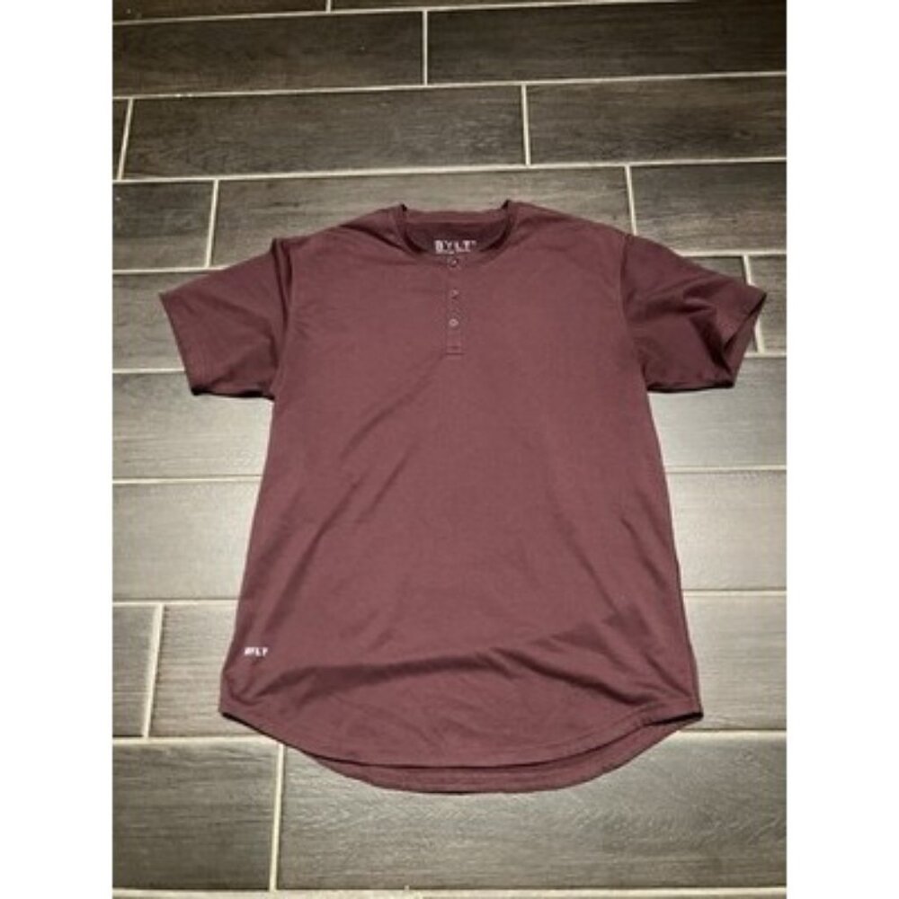 Men’s BYLT Henley Shirt Burgundy Red Size Large